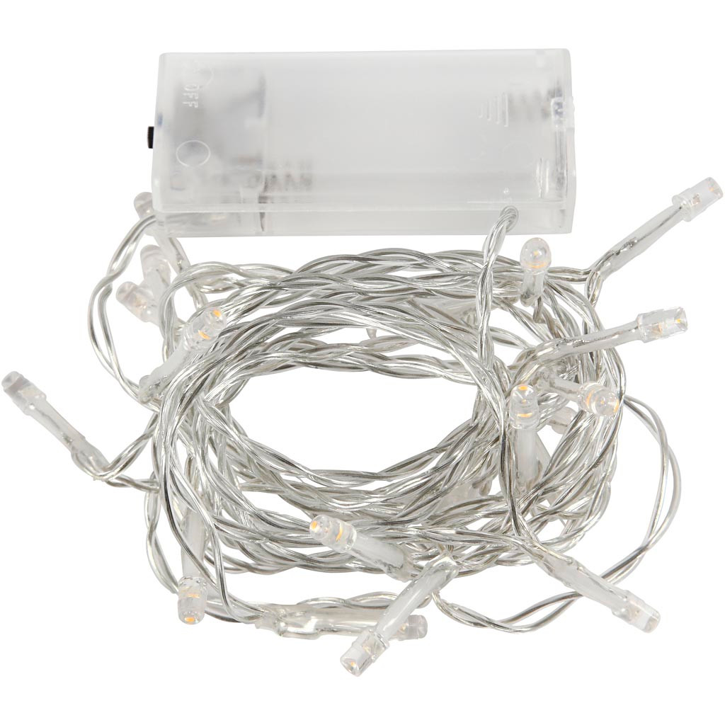 LED Lyskæde - Transparent 3,15 m - Batteridrevet - 20 LED