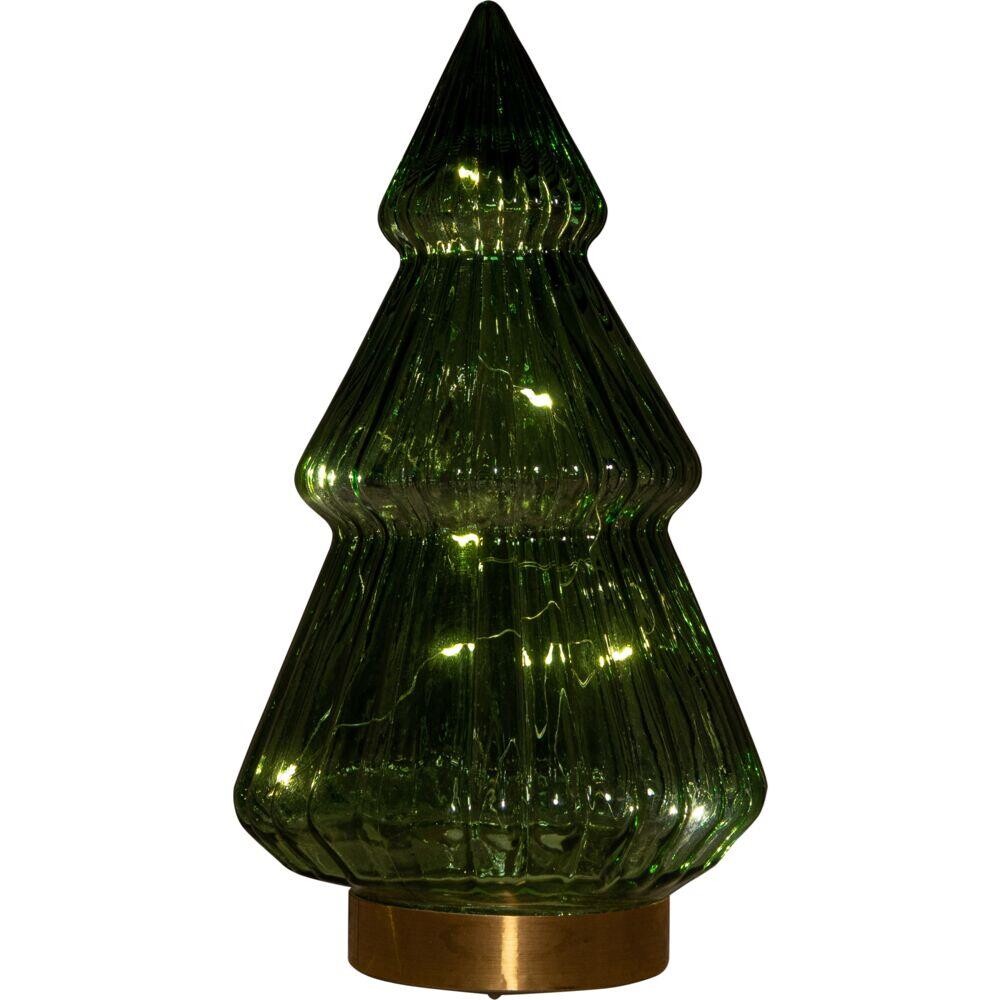 LED træ, 15x28,5cm, grøn, glas, med 10 LED lys - 8 stk