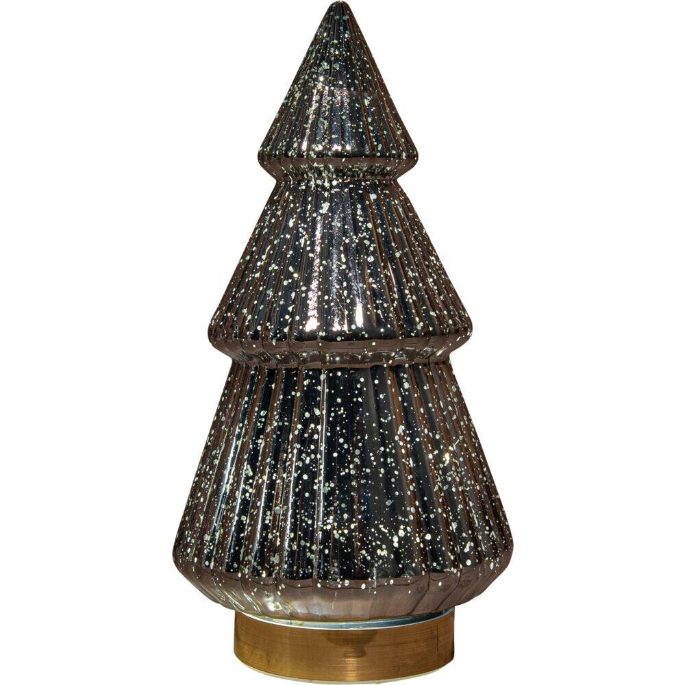 LED træ, 15x28,5cm, sølv, glas, med 10 LED lys - 8 stk