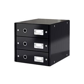 Skuffekabinet pap Leitz Click & Store med 3 skuffer - Sort