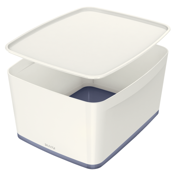 Opbevaringsboks med låg - Leitz MyBox Large - Hvid/Grå - 31,8x38,5x19,8 cm