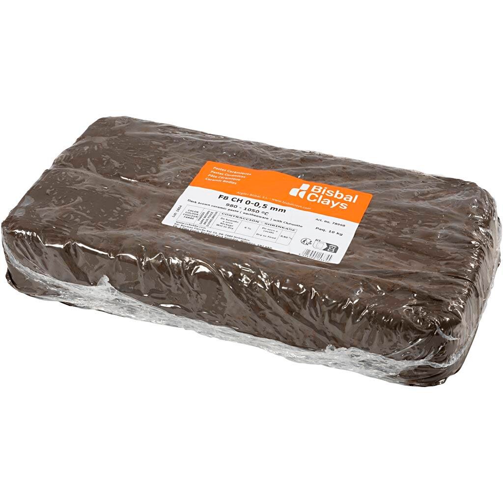 Ler med chamotte, mørk brun, 10kg/ 1 pk.