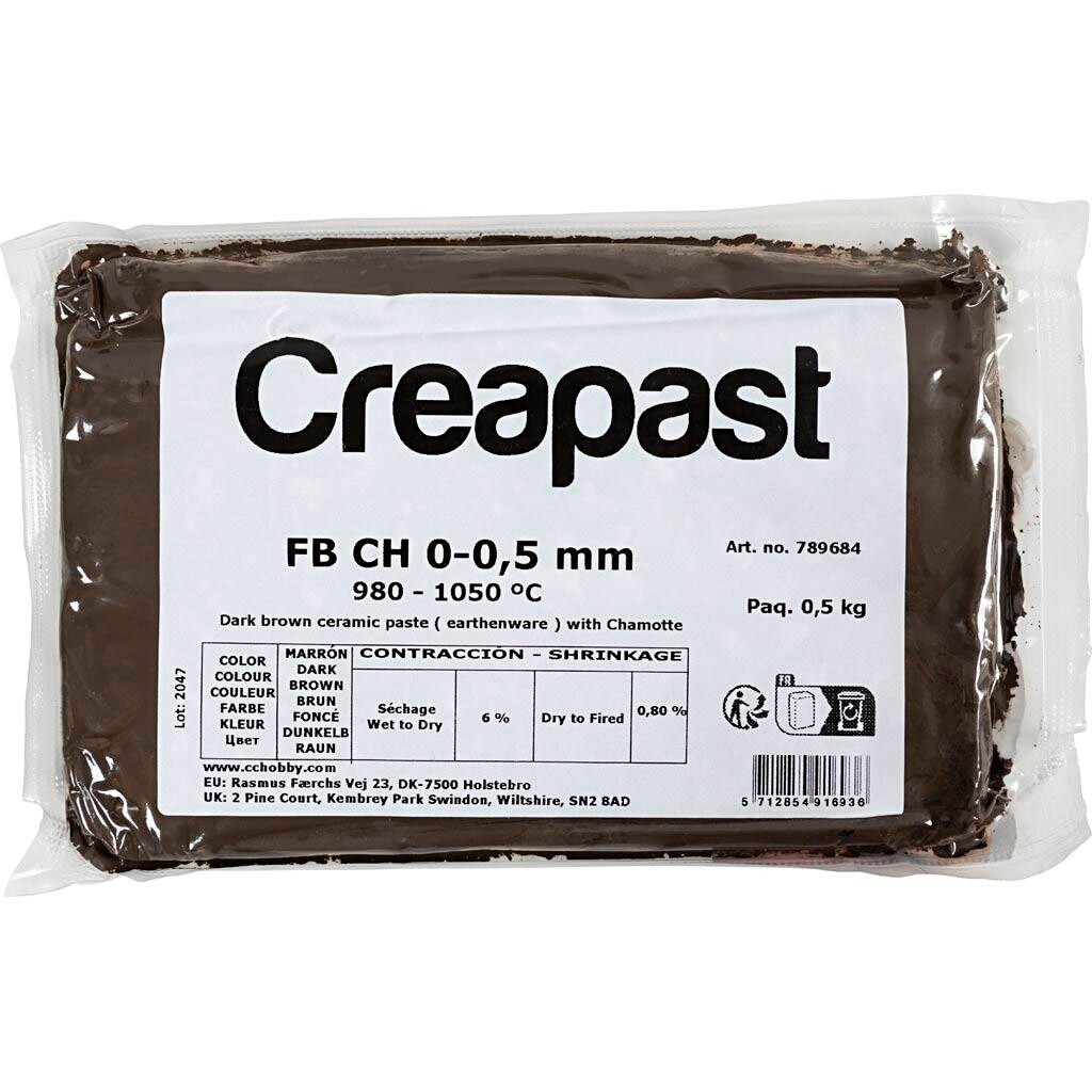 Ler med chamotte, mørk brun, 500 g/ 1 pk.
