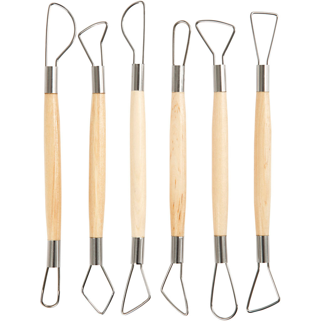 Lerslynge længde 18 cm runde kanter assorteret - 6 stk.