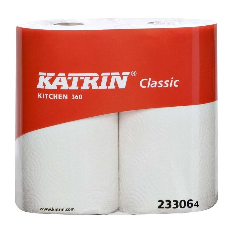 Køkkenrulle – Katrin Classic 360 – 1-lags – Hvid – 100 m – 12 ruller pr. pakke – 25 pakker