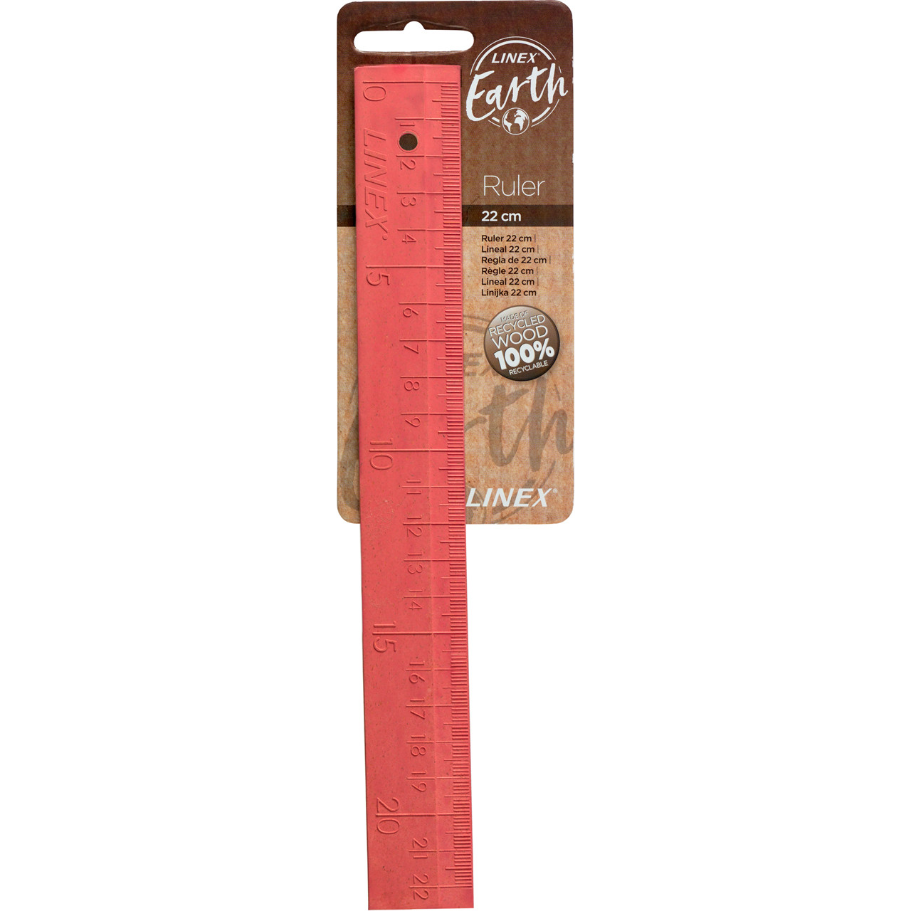 Lineal Linex Earth pink 22cm bæredygtig 100% genanvendelig - 10 stk