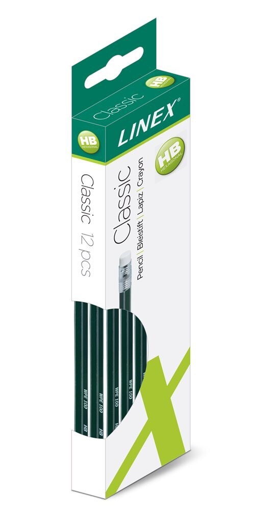 12 stk. Blyant med viskelæder Linex Classic WPE100 HB - pris pr. blyant