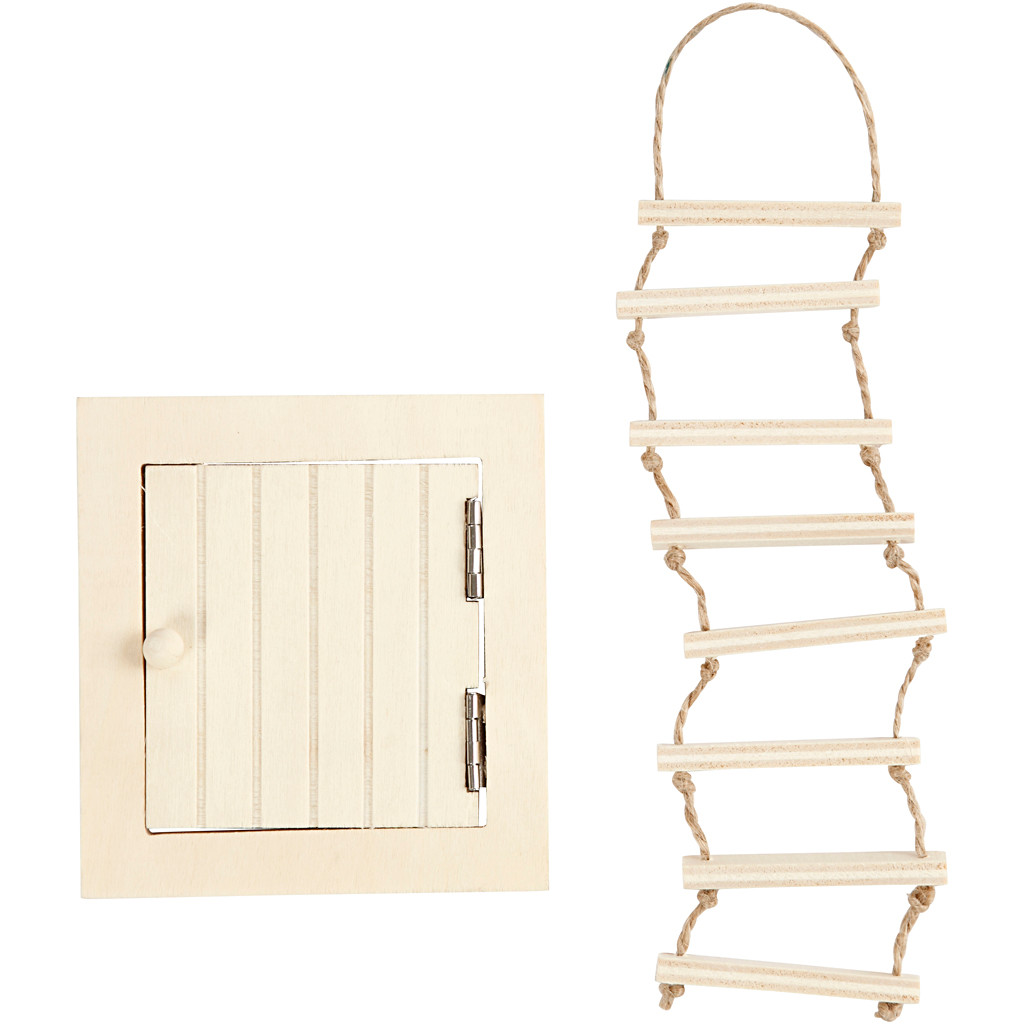 Loftlem og rebstige, str. 9-20 cm, krydsfiner, 1sæt