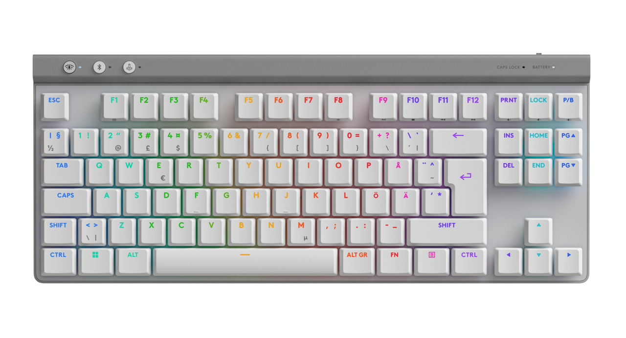 Gaming tastatur - Logitech G515 TKL LIGHTSPEED - Hvid - Trådløs/USB - Nordic
