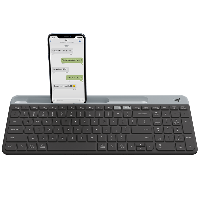 Trådløs mobilholder - Logitech K580 Slim Multi-Device Wireless Keyboard Graphite