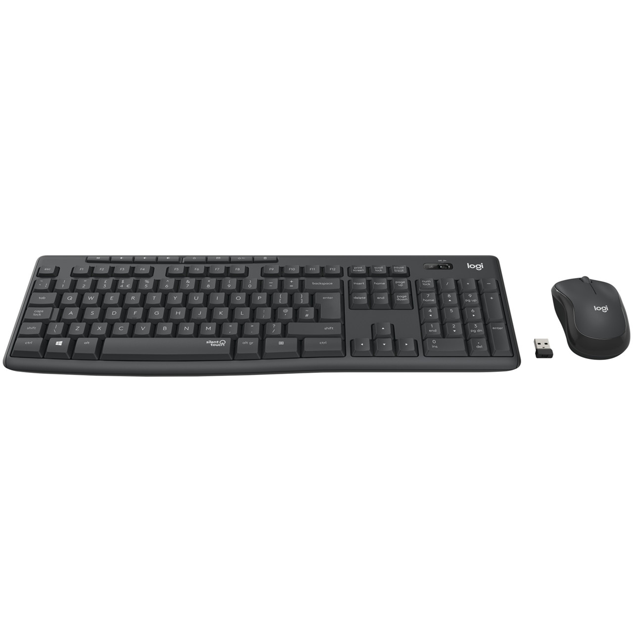 Trådløst tastatur og mus Logitech MK295 Silent Wireless Combo Desktop set Graphite (Nordic)