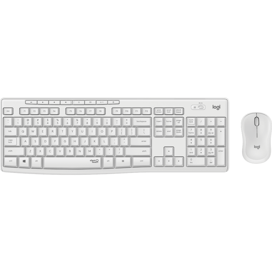 Tastatur og mus - Logitech MK295 Silent Wireless Combo - Knækket hvid (Nordic)