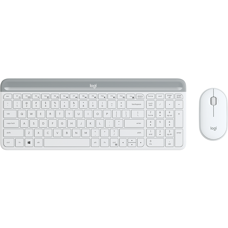 Trådløst tastatur og mus Logitech MK470 Slim Wireless Desktop Set Offwhite Nordic