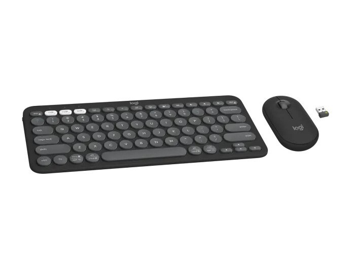Logitech Pebble 2 Combo Wireless Keyboard/Mouse, Tonal Graphite (Nord