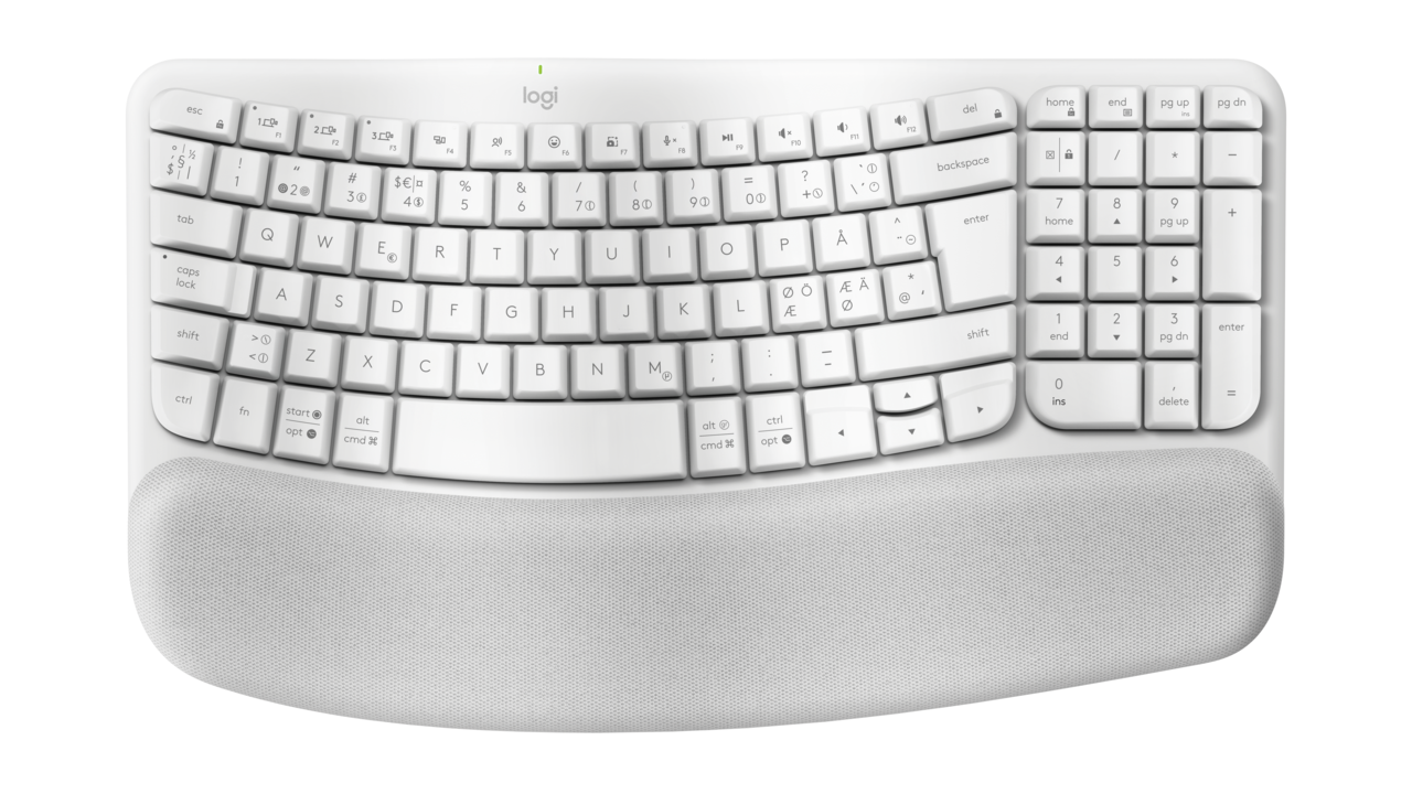 Trådløst tastatur ergonomisk Logitech Wave Keys Off-white (Nordic)