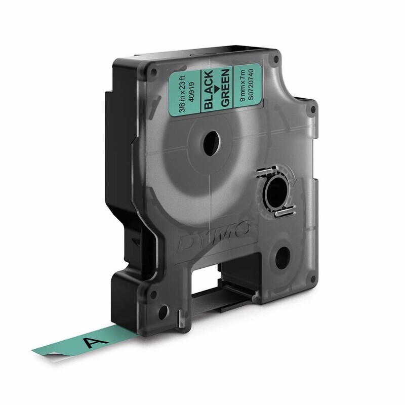DYMO Tape D1 40919 - Label tape 9 mm sort på grøn
