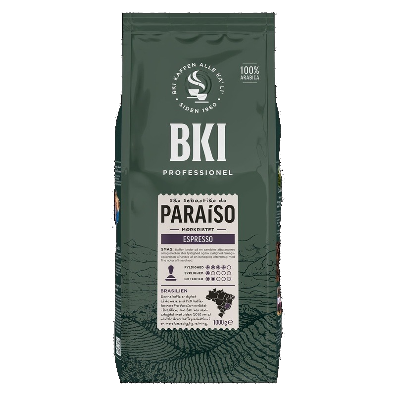 Kaffe Espresso BKI Paraiso Helbønne 1kg