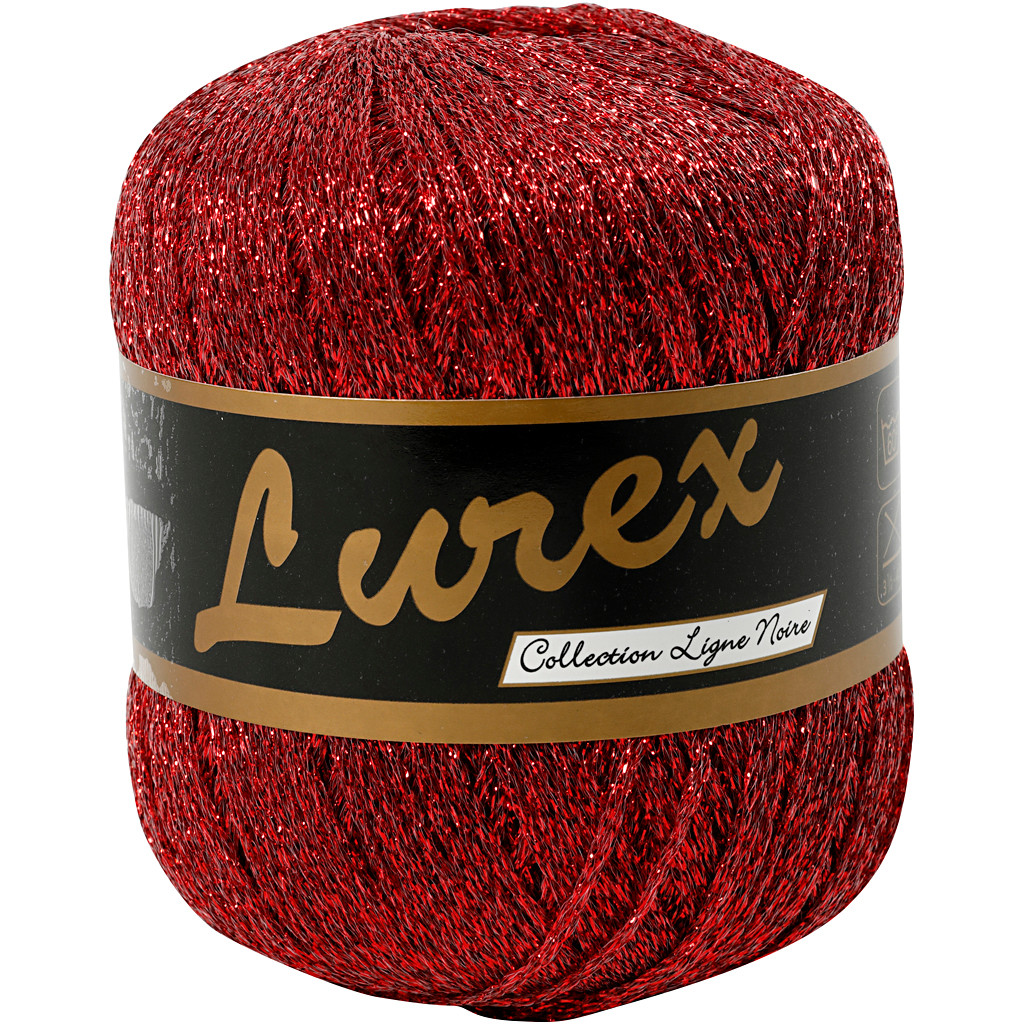 Lurex garn længde 160 meter rød | 25 gram
