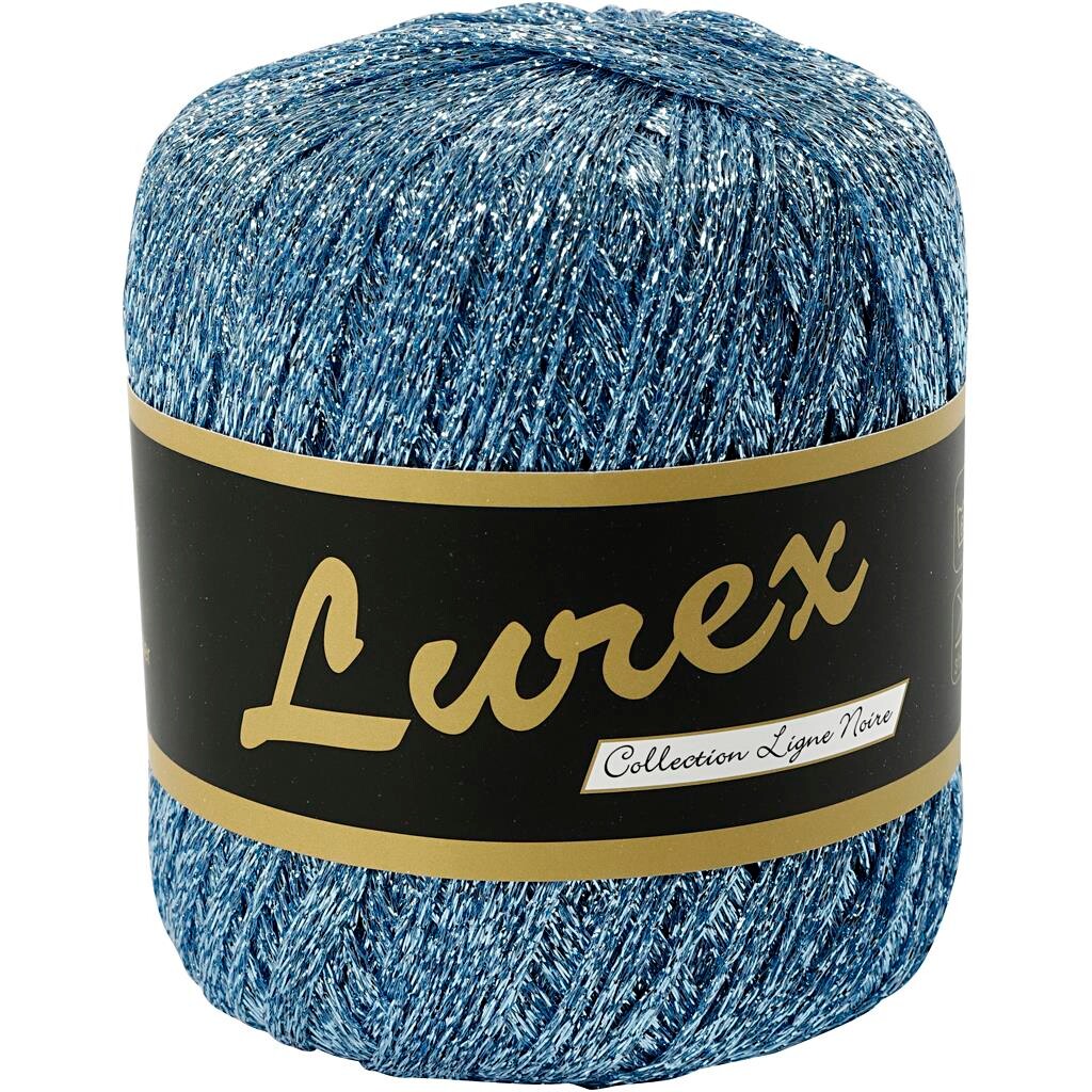 Lurex garn længde 160 meter lys blå | 25 gram