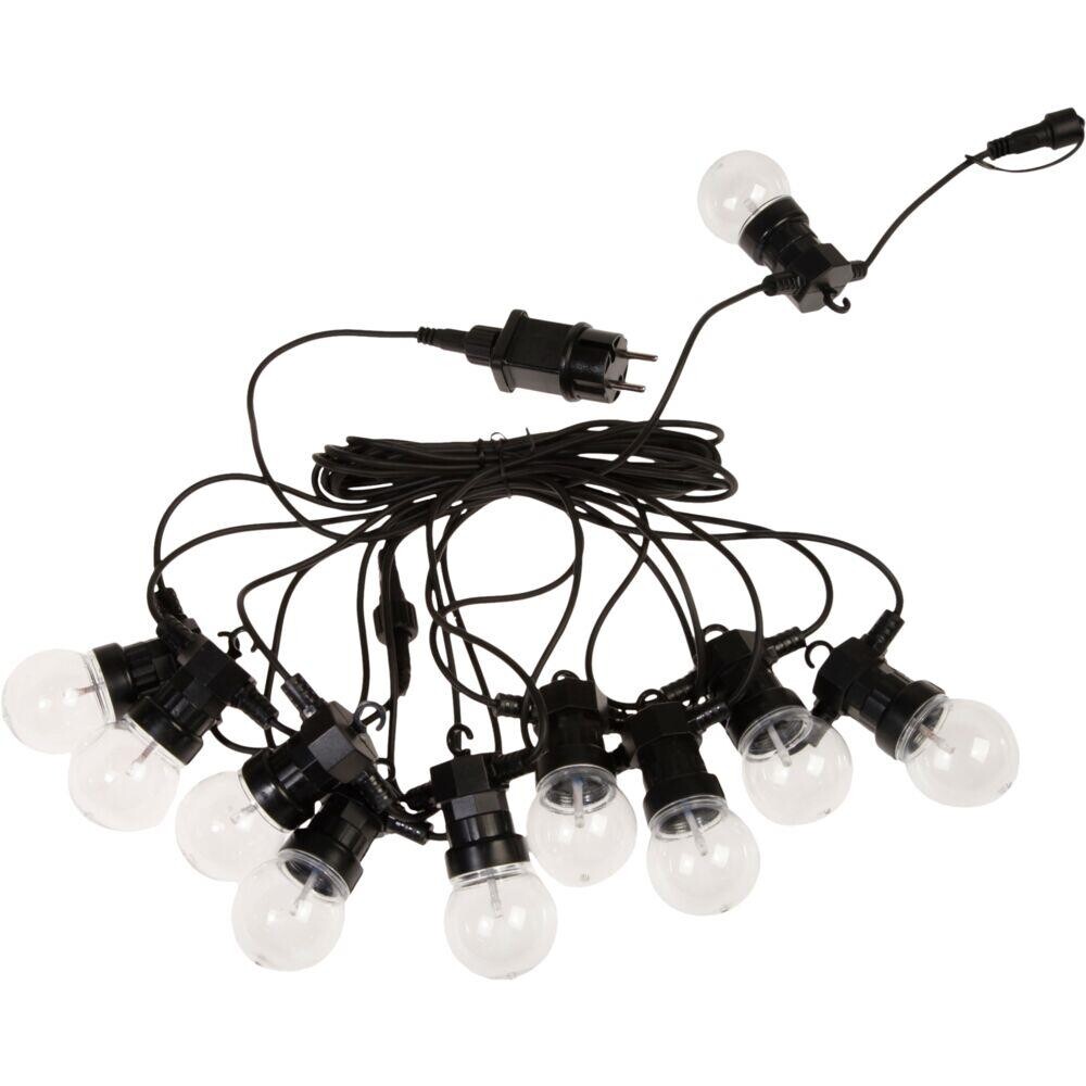 Lyskæde, 300cm, sort, med 10 LED pærer - 2 stk