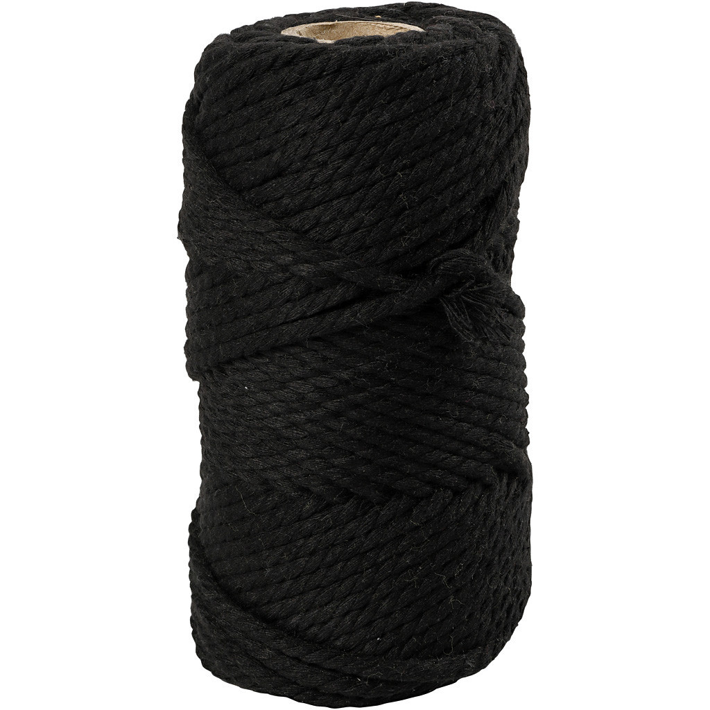 Macrame snor Sort - L: 55m | 4mm - 330g