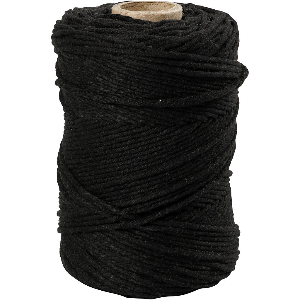Macrame snor Sort - L: 198m | 2mm 330g