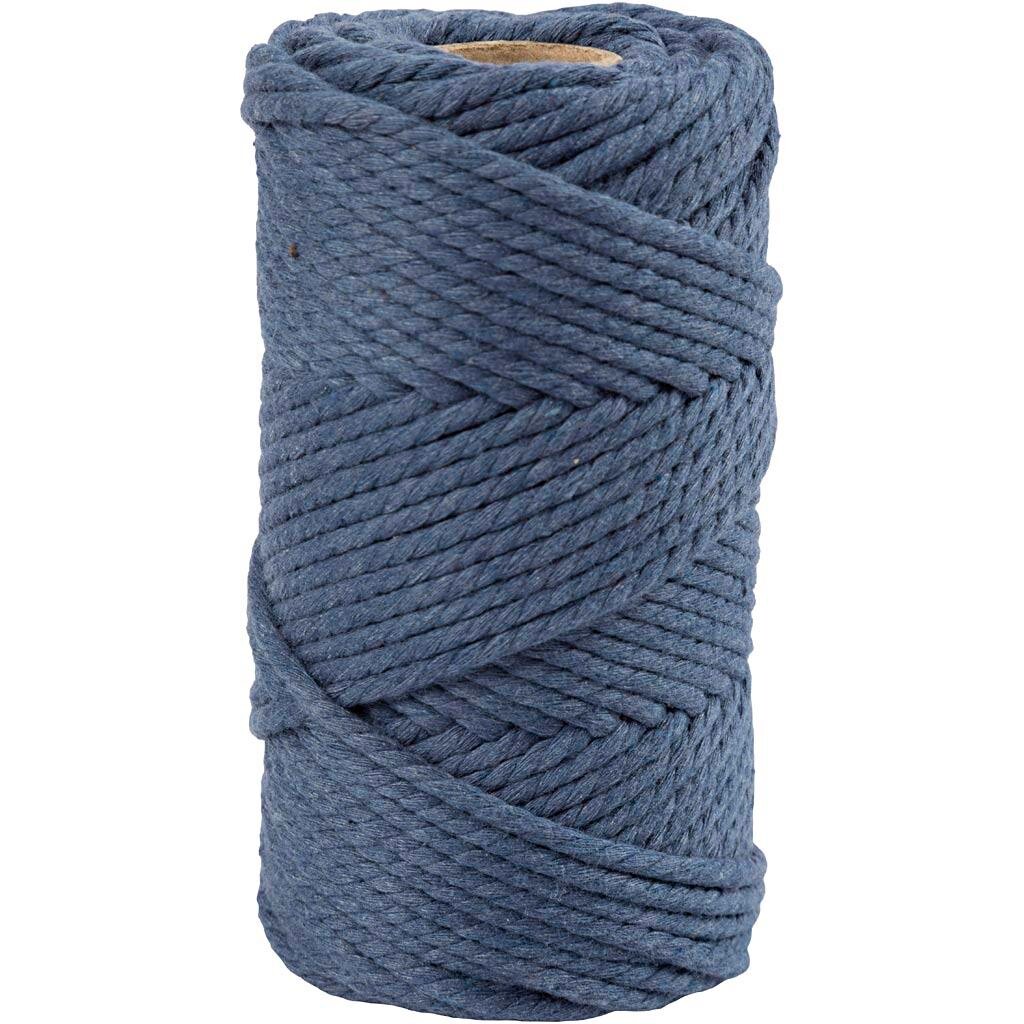 Macramé snor L: 55 m diam. 4 mm blå 330 g