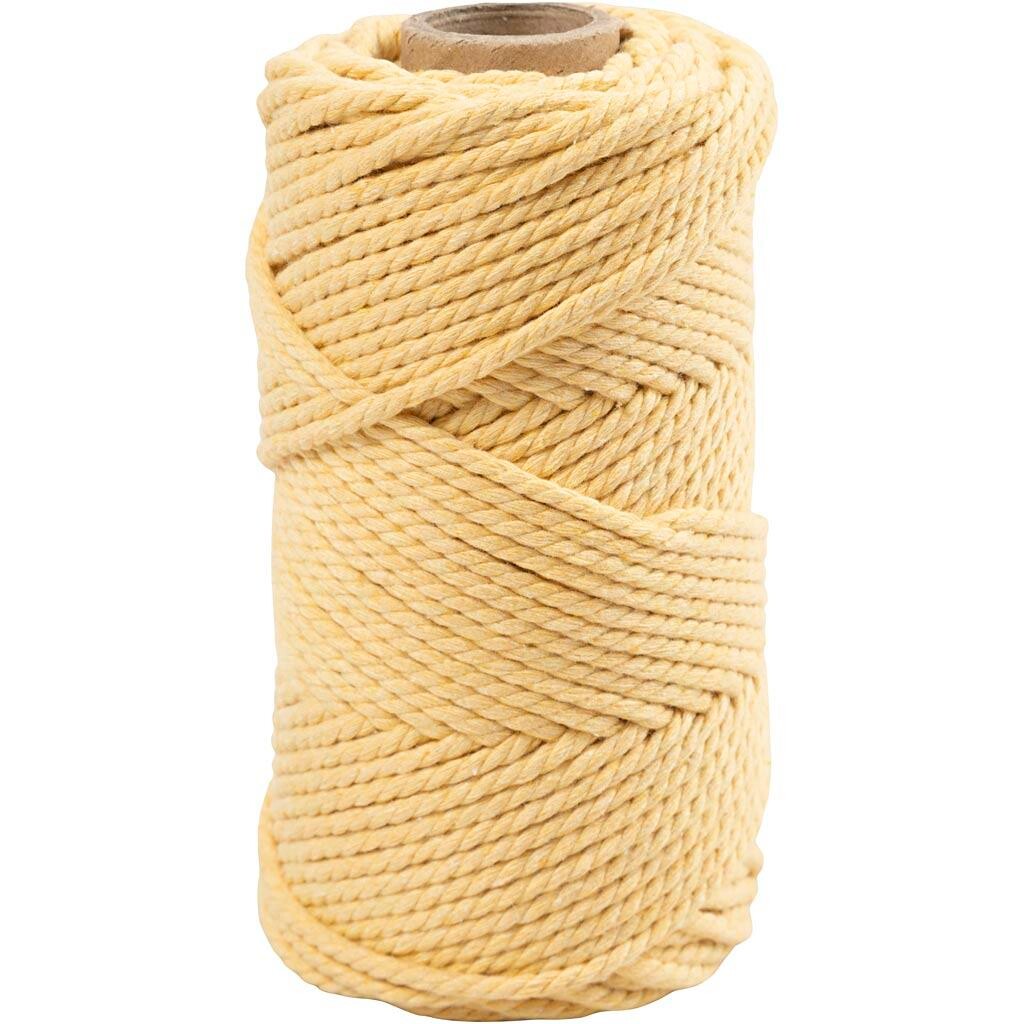 Macramé snor L: 55 m diam. 4 mm lys gul 330 g