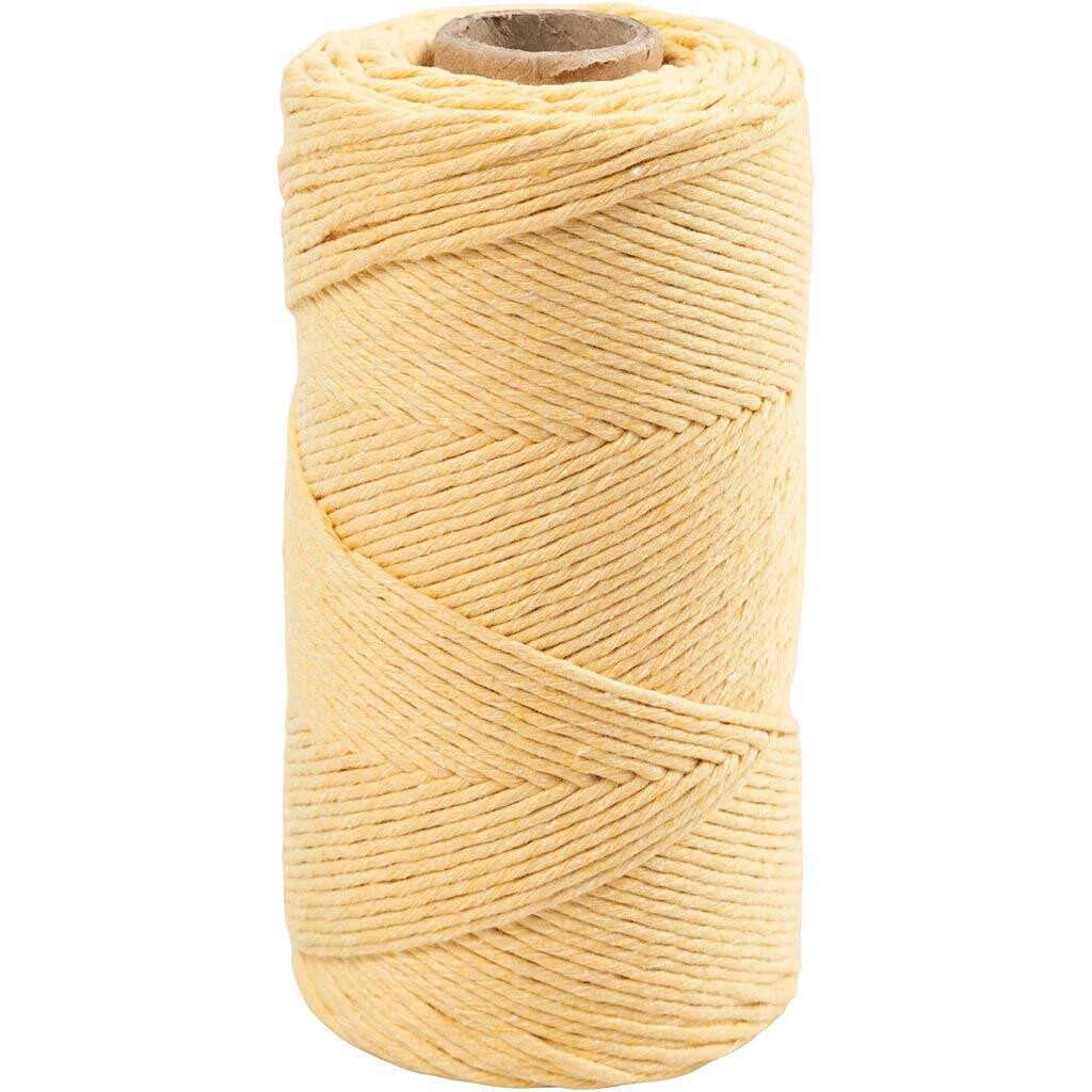 Macramé garn - 2 mm - Lys gul - 198 m - 330 g