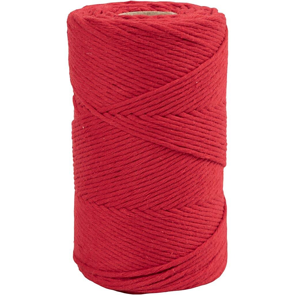 Macramé snor – 198 m – Ø 2 mm – rød – 330 g