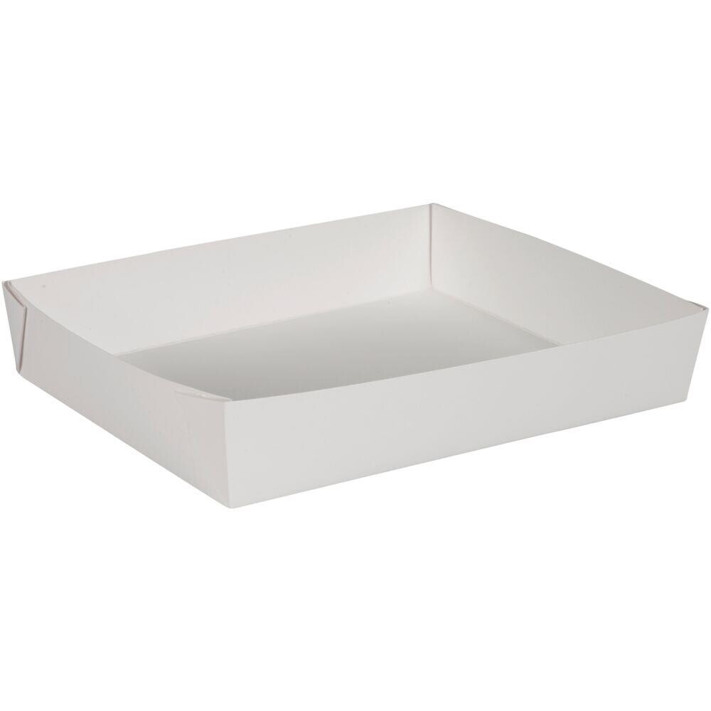 Madbakke, 27x22x5cm, hvid, pap/PE - 100 stk