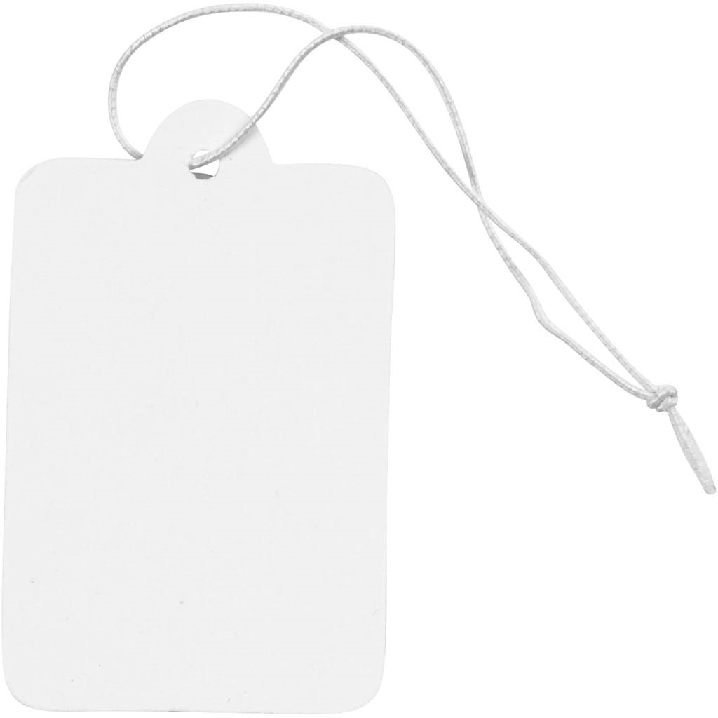 Manillamærker med snor 25x40mm hvid - 100 stk