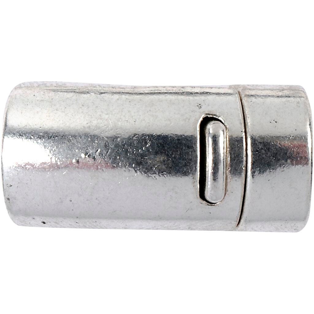 Magnetlås, diam. 26 , hulstr. 10 mm, antik sølv, 1stk.