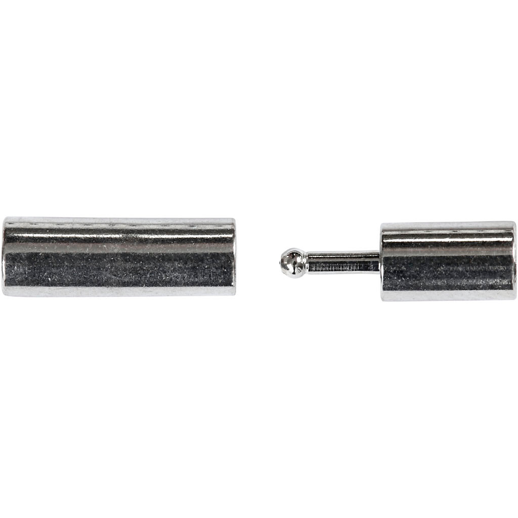 Magnetlås, str. 3x14 mm, hulstr. 2 mm, forsølvet, FS, 40stk.