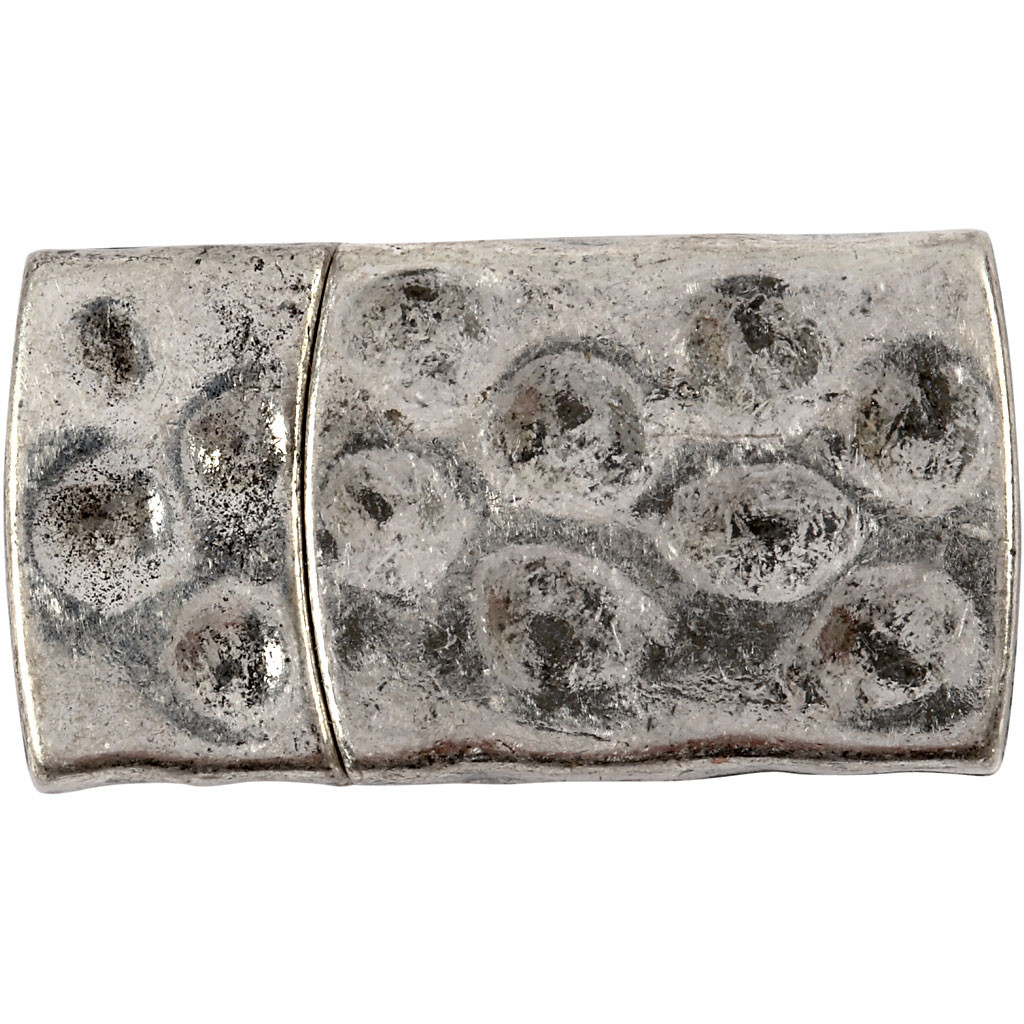 Magnetlås, str. 7x29 mm, hulstr. 3x10 mm, antik sølv, AS, 1stk.