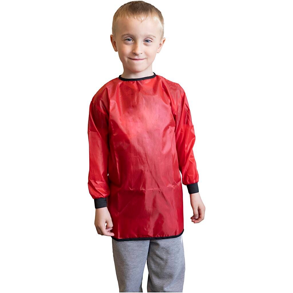Malerkittel - Nylon - Rød - L: 55 cm - Str. 2-4 år - 10 stk.