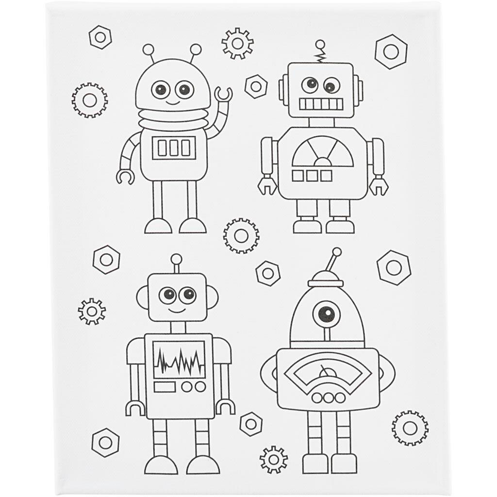 Malerlærred med print, Robotter , D: 1,6 cm, str. 24x30 cm, 360 g - 1 stk
