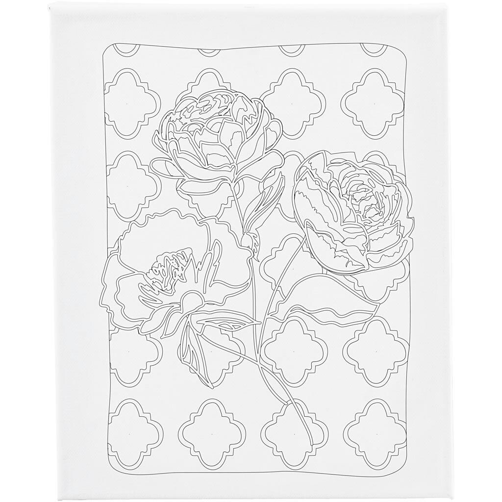 Malerlærred med print, Roser, D: 1,6 cm, str. 24x30 cm, 360 g - 1 stk