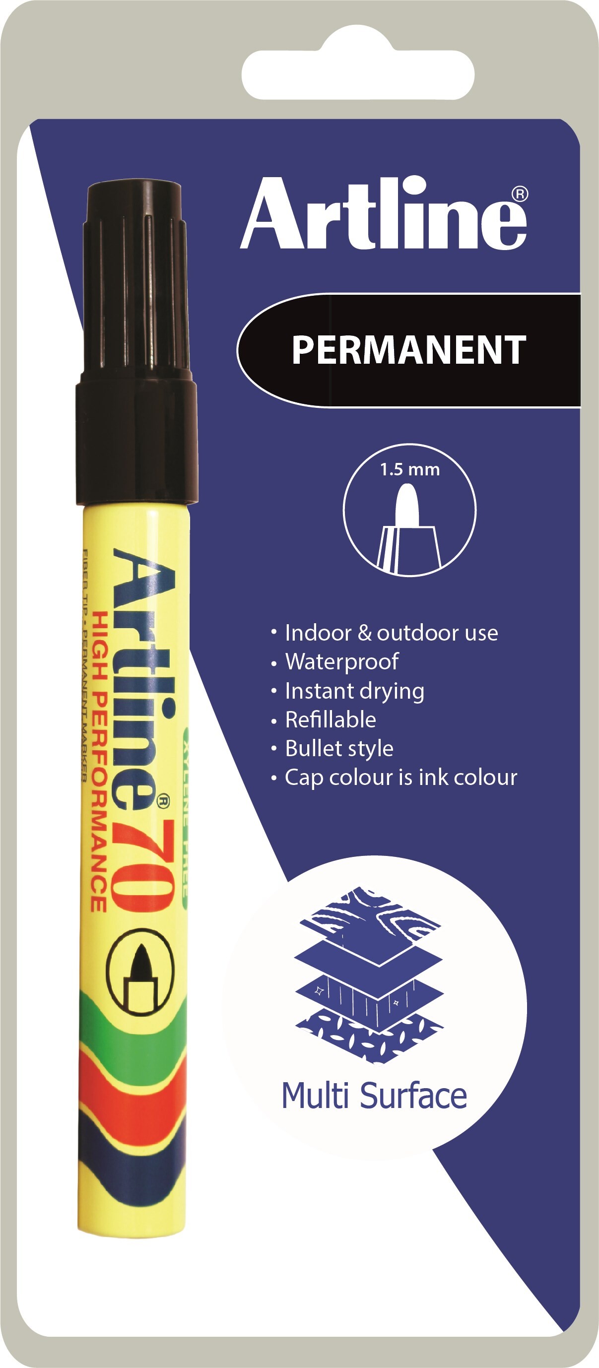 Marker Artline 70 sort 1-Blister