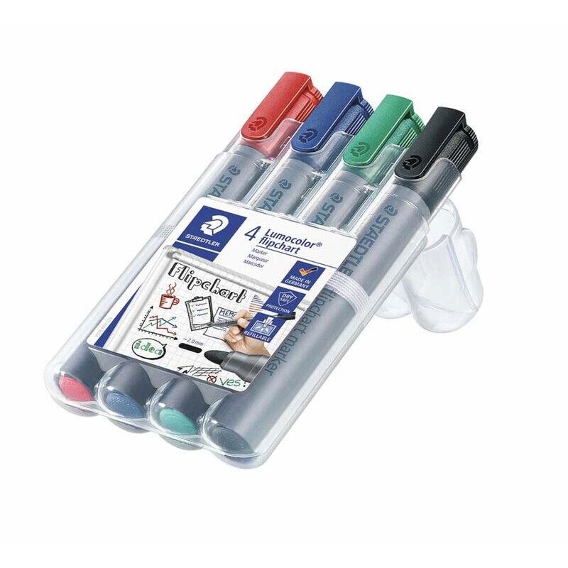 Marker Lumocolor Flip Chart ass. 2mm 356 WP4 4stk/sæt