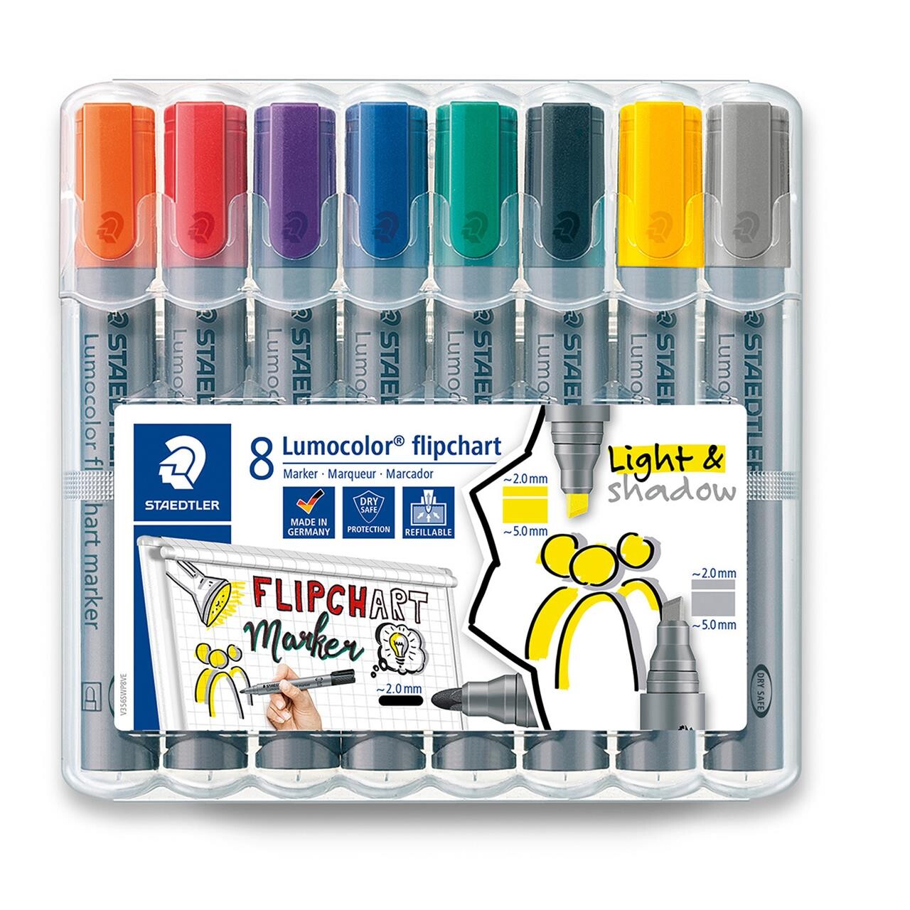 Overstregningstusser Lumocolor Staedler Flipchart light & shadow ass. - 8 stk
