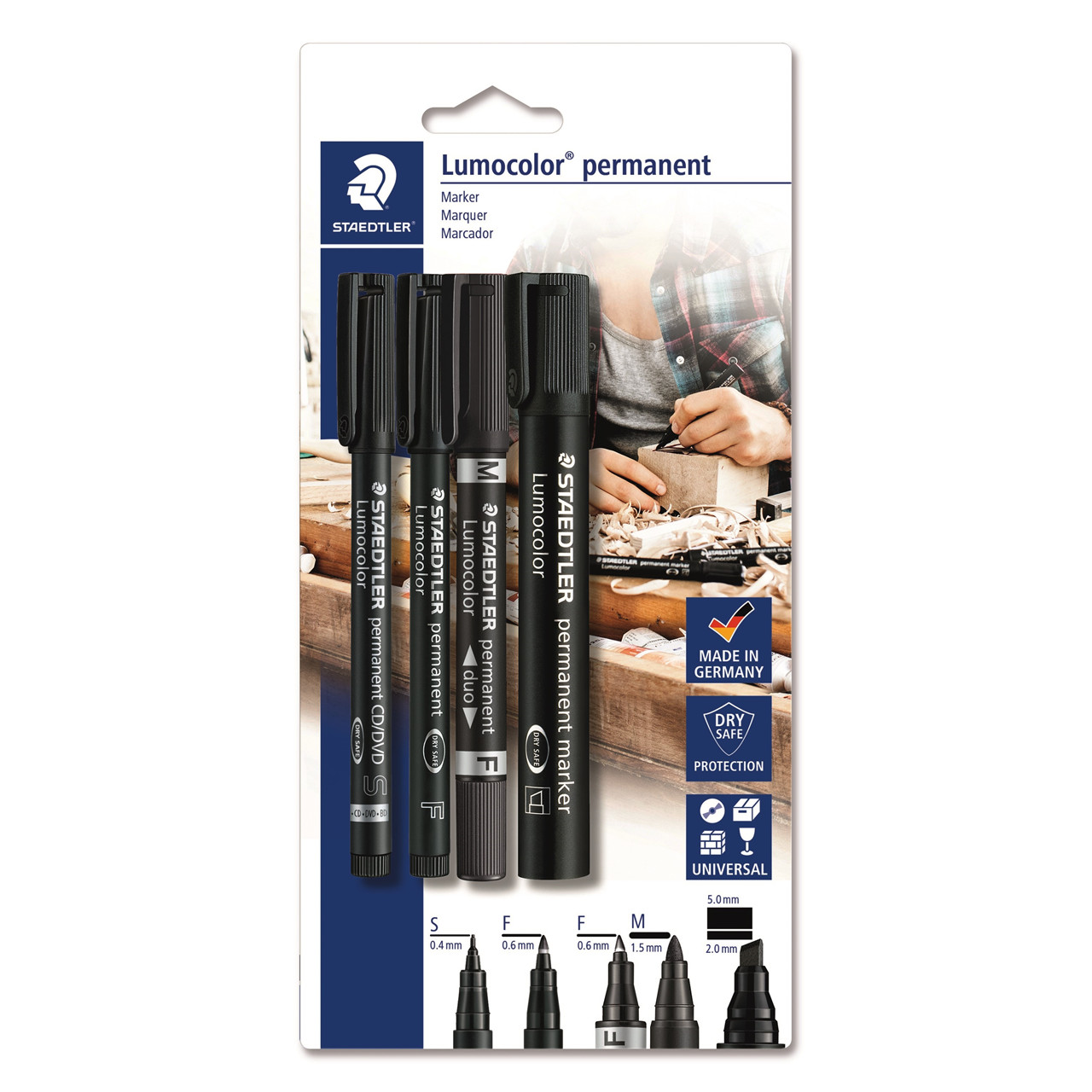 Marker – Lumocolor permanent – 4 assorterede mærkningspenne