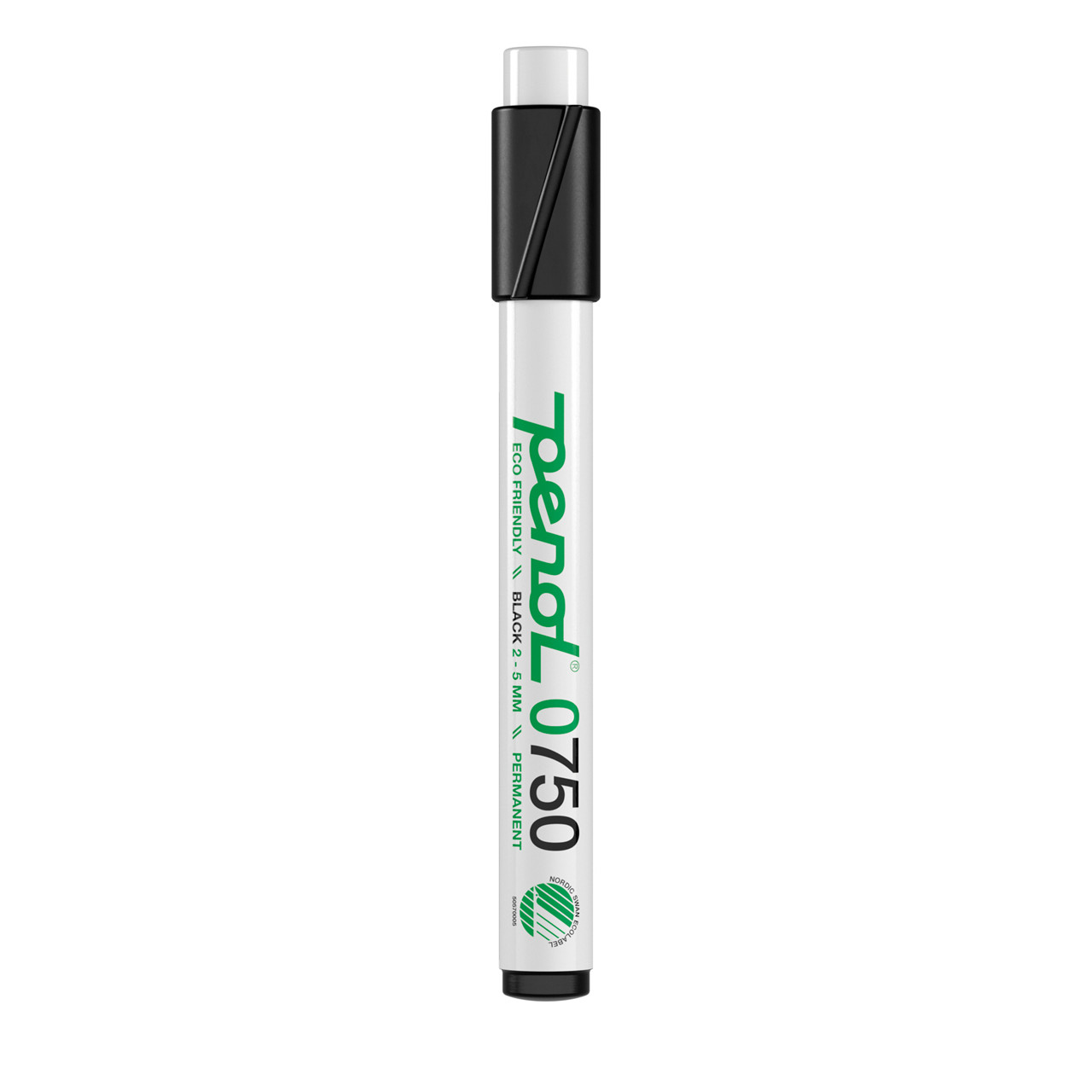 Marker Penol 0750 2-5mm sort skå spids permanent - 10 stk