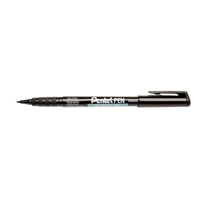 Marker Pentel NMS50 sort spids 1mm recycled - 12 stk