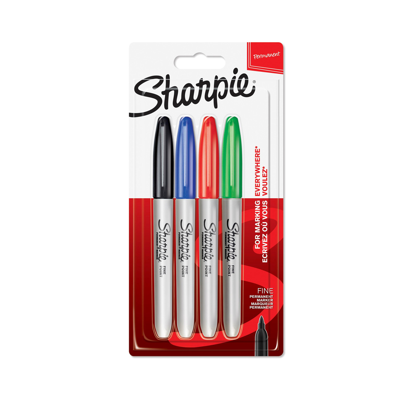Sharpie tuscher Marker Fine Basic 1,0mm ass - 4 stk