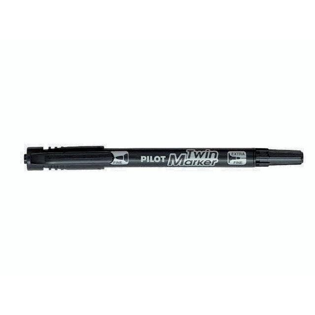 Marker TWIN Pilot BG sort 0,3/0,5mm permanent - 10 stk