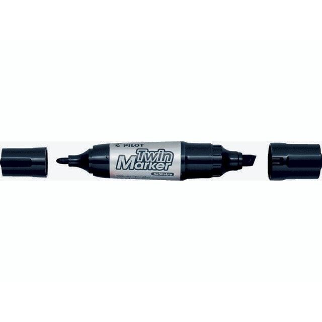 Marker TWIN Pilot BG sort 2 spidsbredder - 10 stk