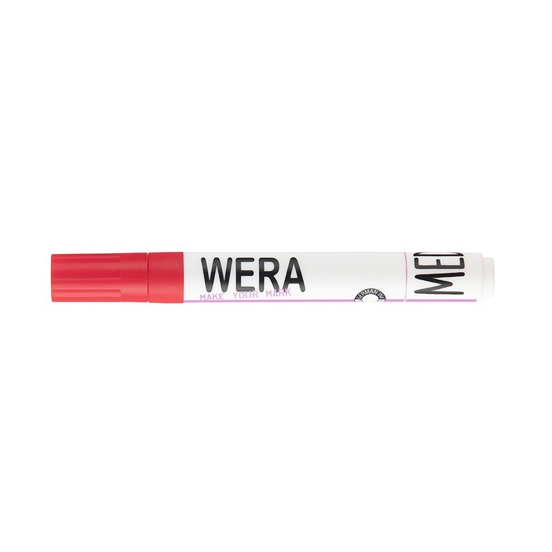 Marker WERA permanent rød kantet spids 1-6mm - 12 stk