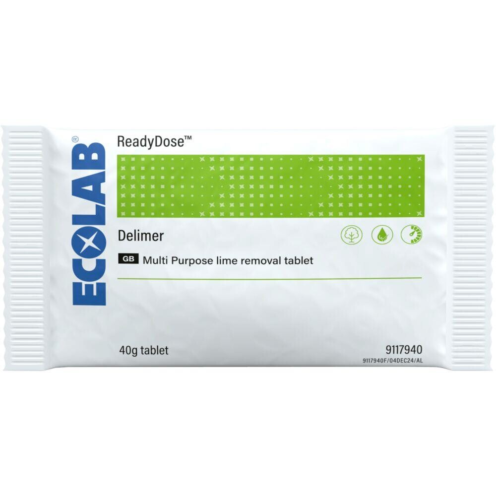 Maskinafkalker, Ecolab ReadyDose Delimer, til ovn og køkkenmaskine, uden farve og parfume - 90 stk