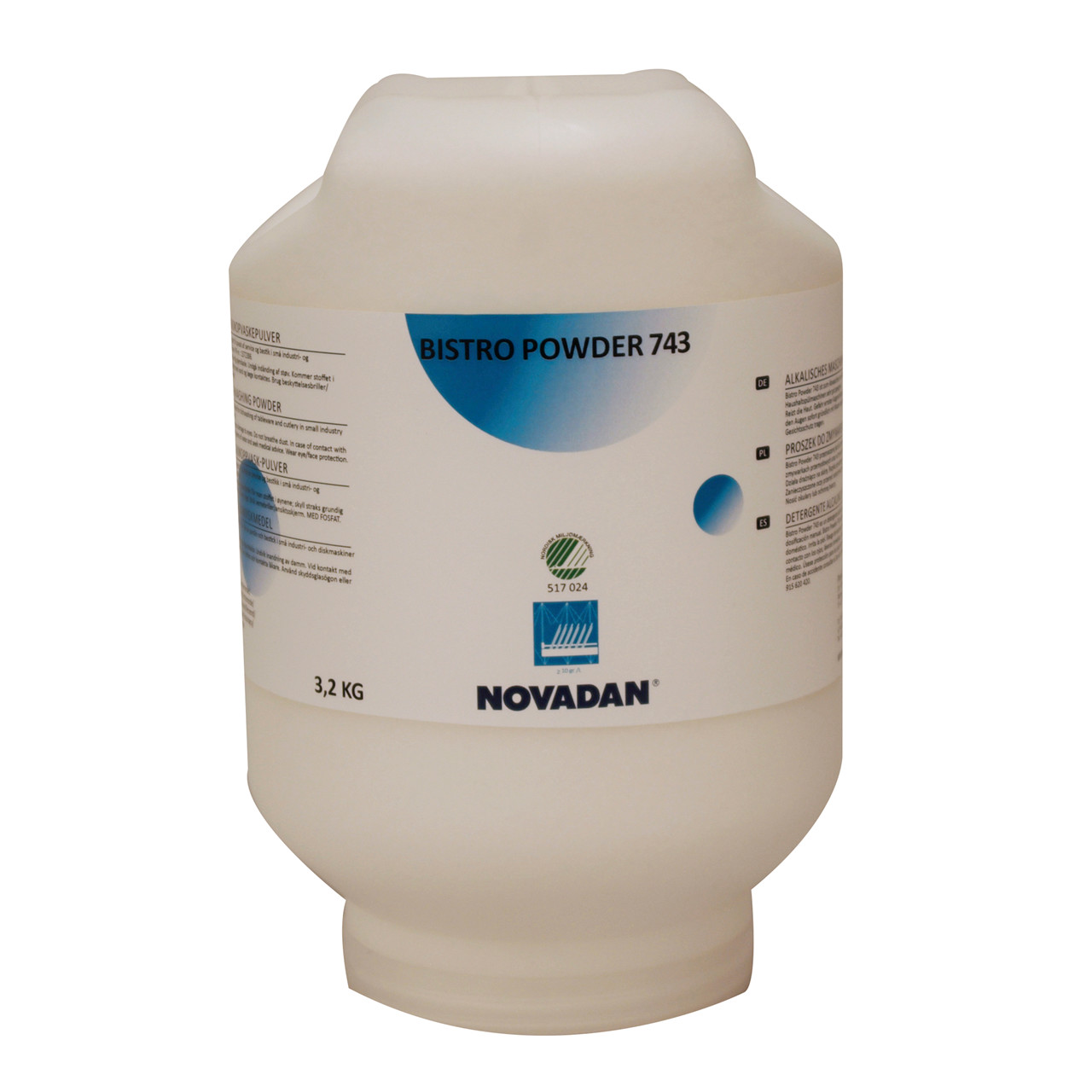 Maskinopvaskemiddel - Novadan Bistro Powder 743 - til service, glas og alu - 3,2 kg - 3 stk